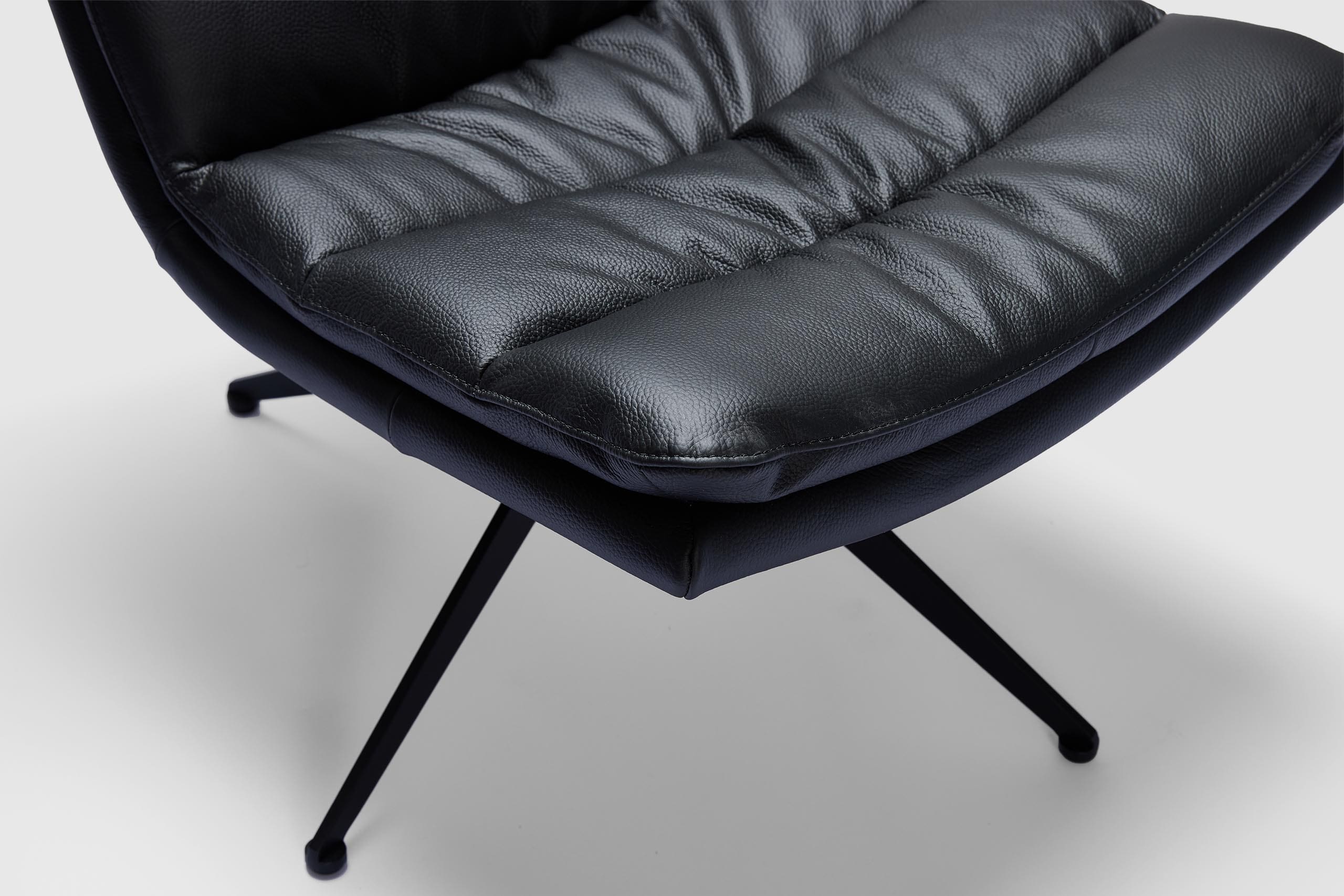 Bonita Swivel Chair - Black Leather - Image 8