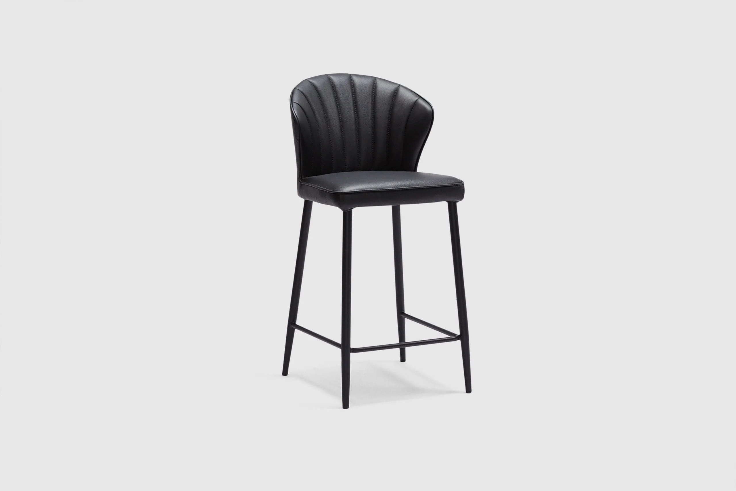 Charlotte Bar Stool - Black Leather - Image 4