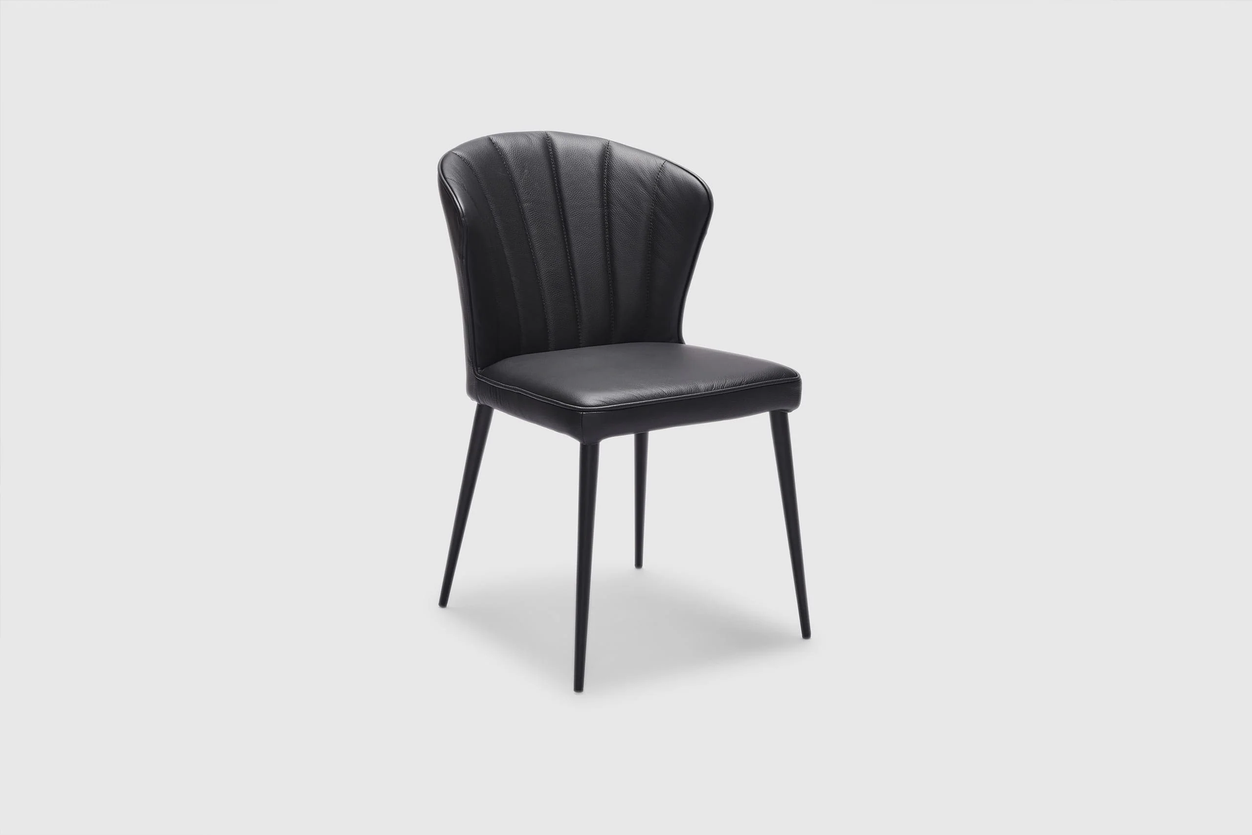 Charlotte Dining Chair - Black Leather - Image 3