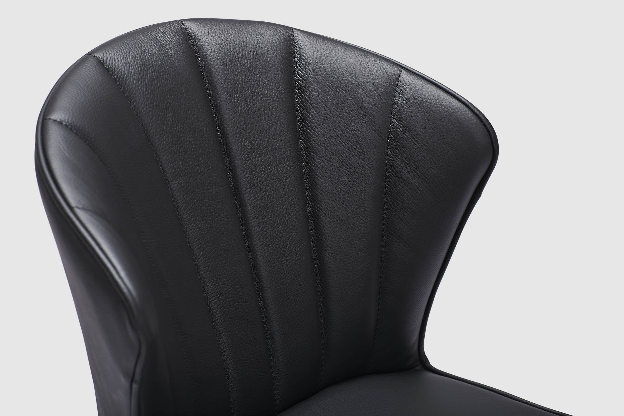 Charlotte Dining Chair - Black Leather - Image 4