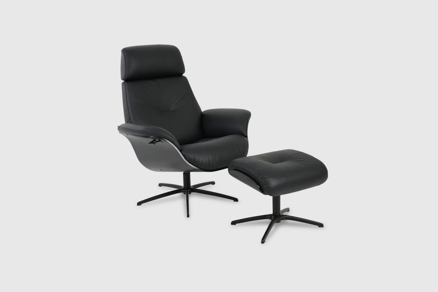 Falcon Fjords Recliner Chair & Ottoman - Black - Image 3