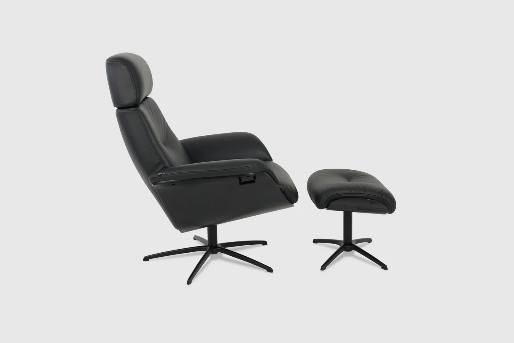Falcon Fjords Recliner Chair & Ottoman - Black - Image 6