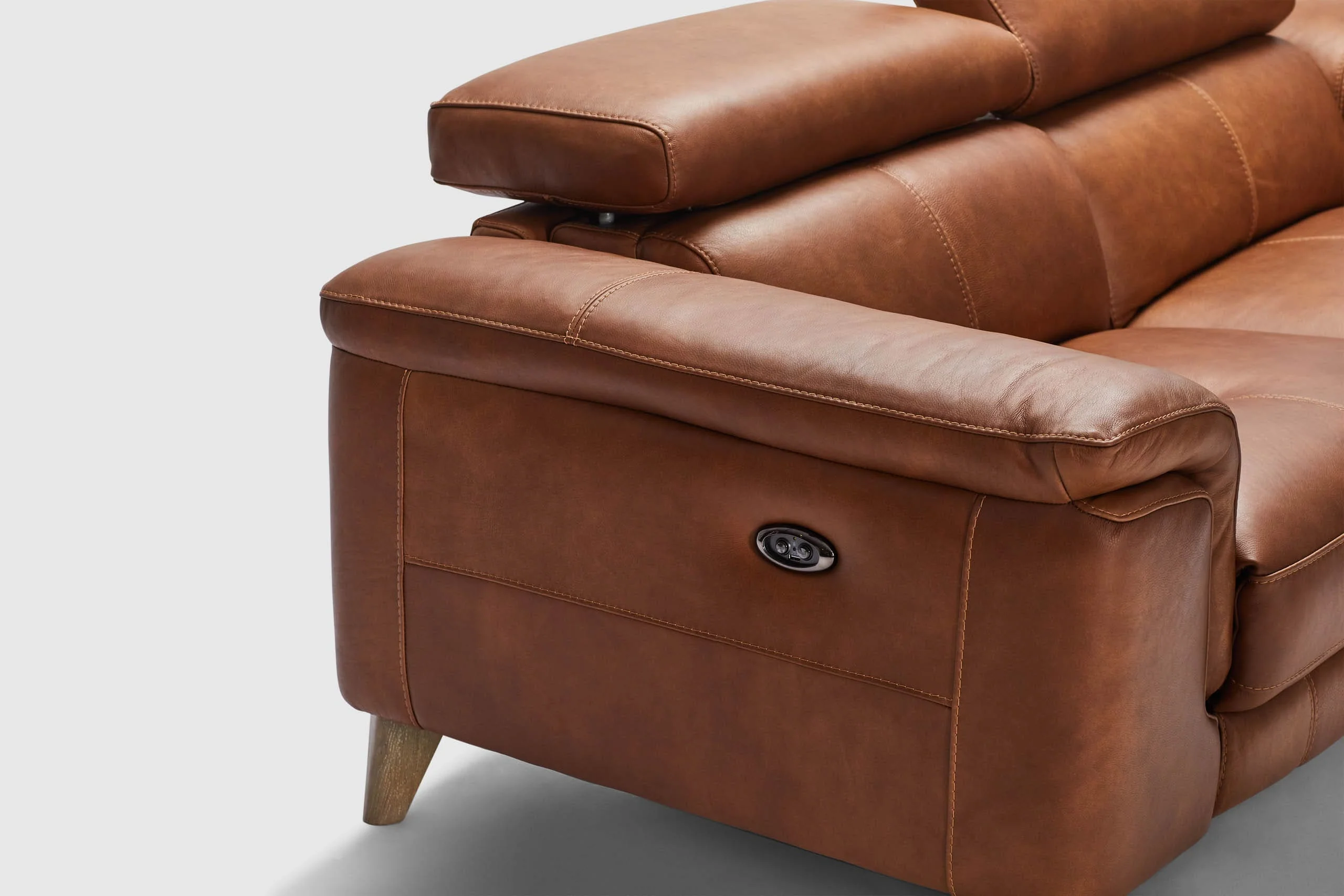 Kelly 2.5 Seater Dual Electric Recliners And Adjustable Headrests - Vintage Leather - Image 15