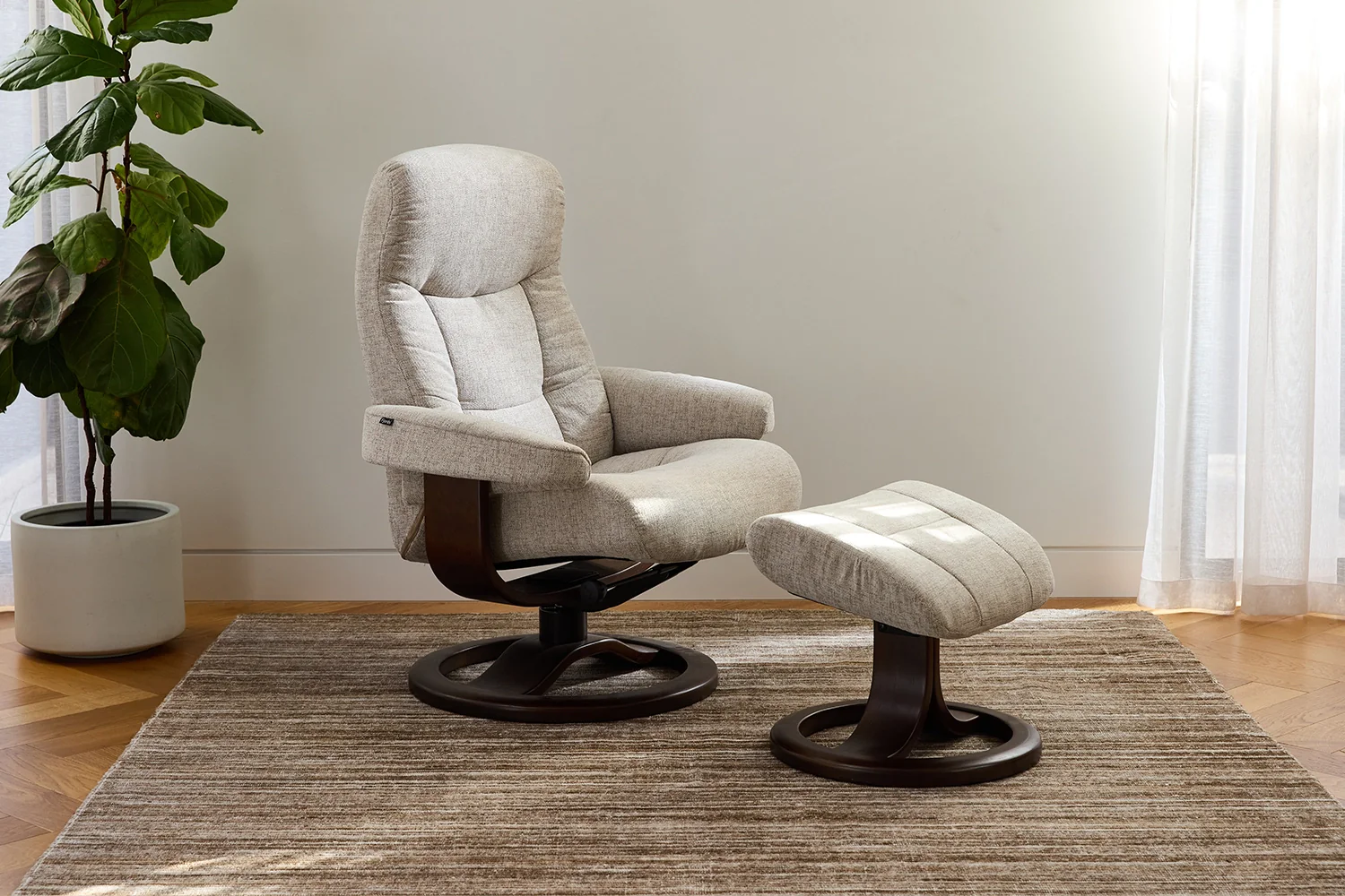Muldal Fjords Recliner Chair + Footstool - Fabric - Image 2