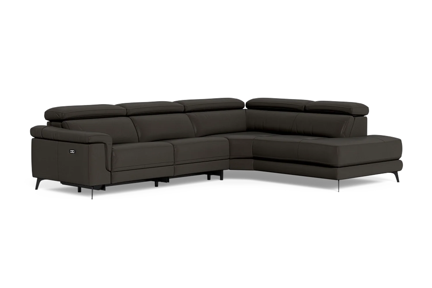 Santa Monica 3 Seater Right Corner Terminal Electric Recliner With Adjustable Headrest - Leather