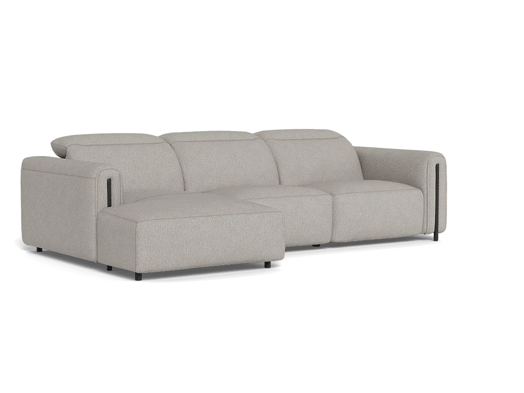 Velo 2.5 Seater Electric Recliner With Electric Headrest And Left Chaise - Fabric - Image 3