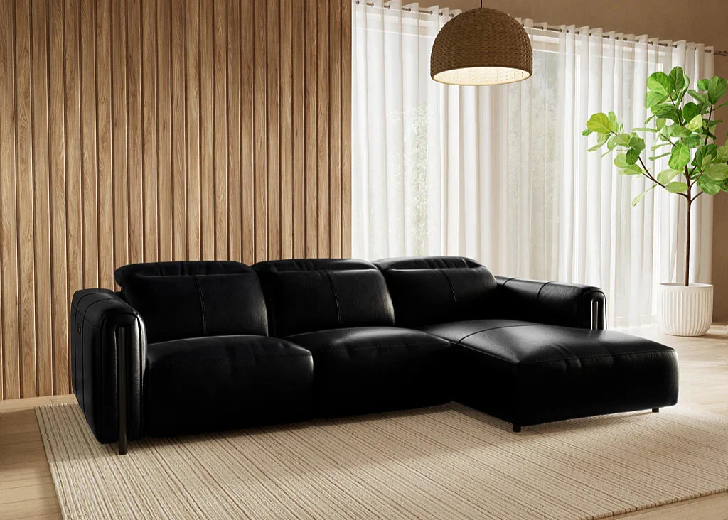 Velo 2.5 Seater Electric Recliner With Electric Headrest And Left Chaise - Leather - Image 2