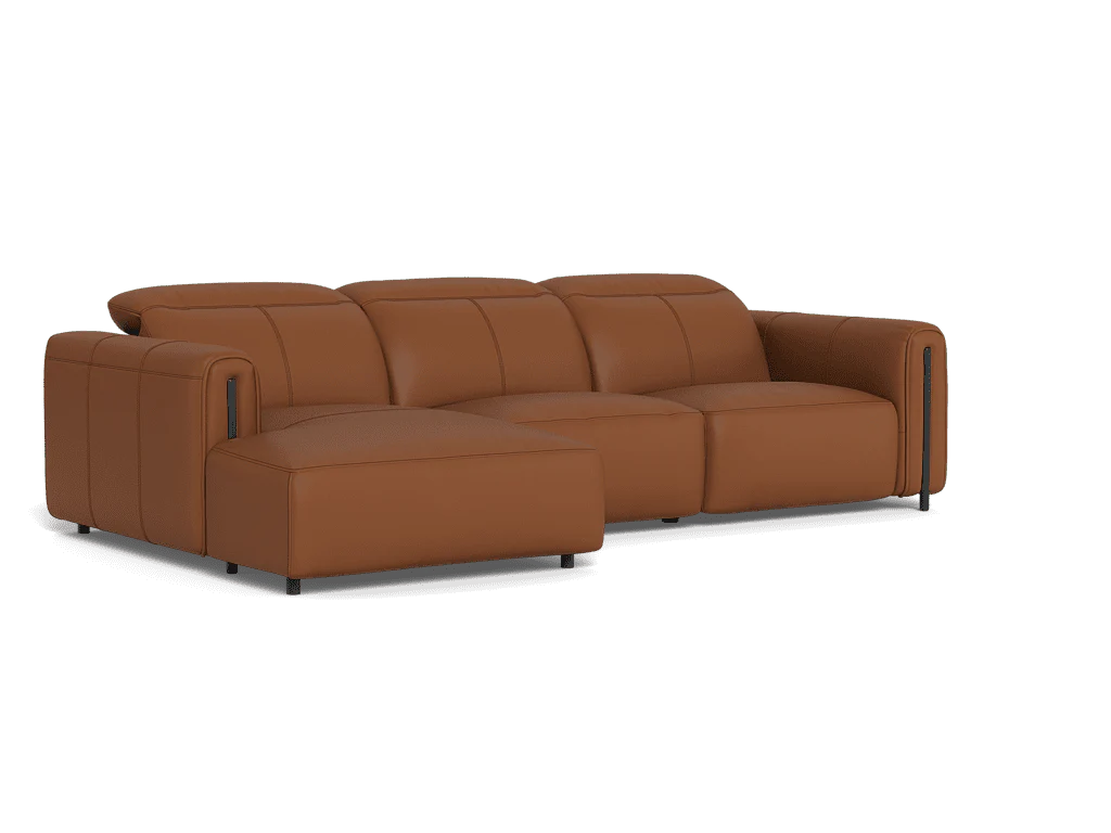 Velo 2.5 Seater Electric Recliner With Electric Headrest And Left Chaise - Leather - Image 3