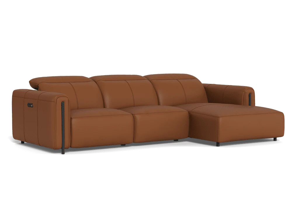 Velo 2.5 Seater Electric Recliner With Electric Headrest And Right Chaise - Leather - Image 3